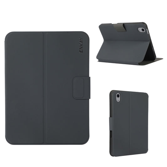 Pour iPad 10e génération 10.9 2022 ENKAY Coque arrière en cuir synthétique pour tablette avec emplacement pour stylo et support