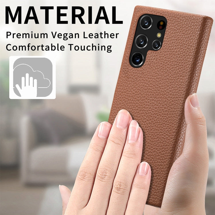 Étui de téléphone arrière en cuir Litchi Oil Edge