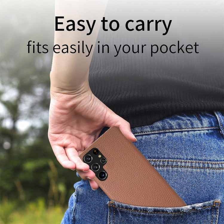 Étui de téléphone arrière en cuir Litchi Oil Edge