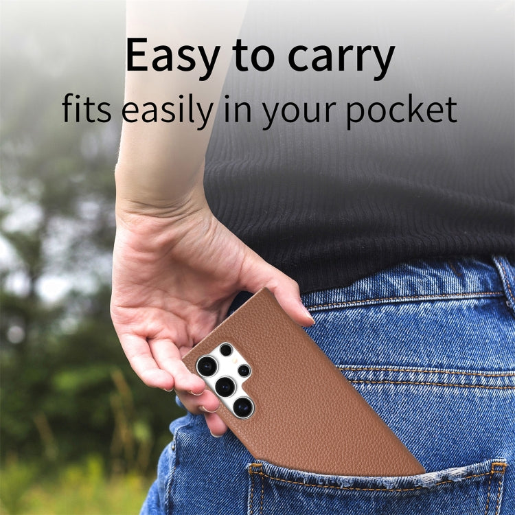 Étui de téléphone arrière en cuir Litchi Oil Edge