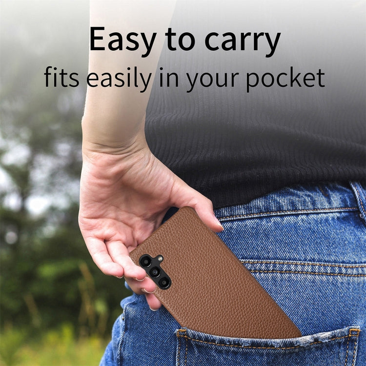 Étui de téléphone arrière en cuir Litchi Oil Edge