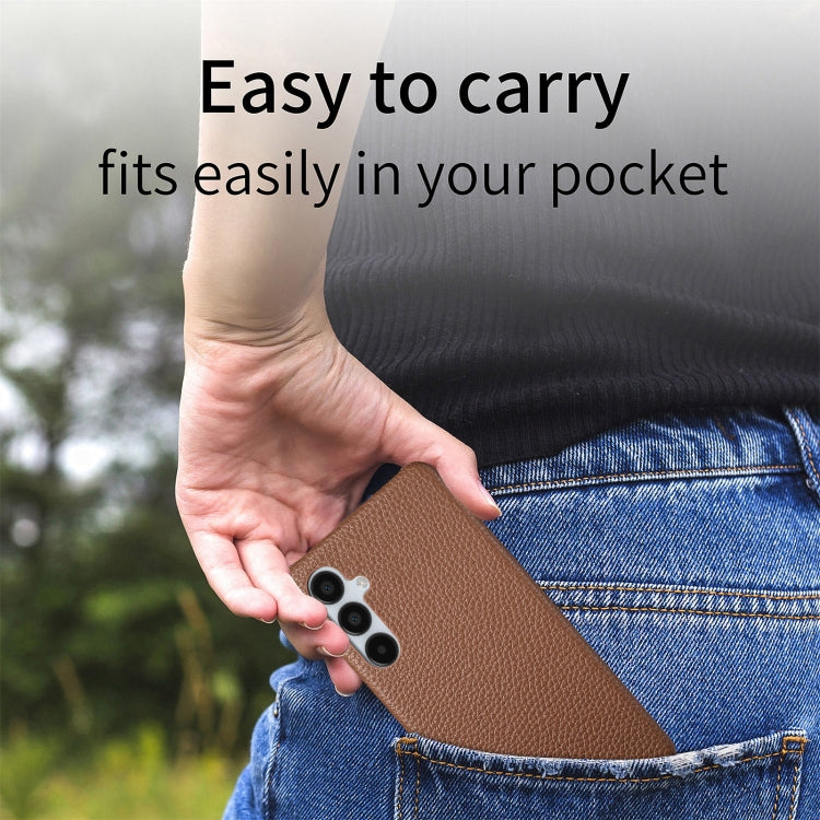 Étui de téléphone arrière en cuir Litchi Oil Edge