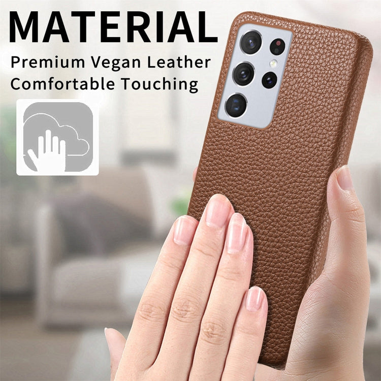 Étui de téléphone arrière en cuir Litchi Oil Edge