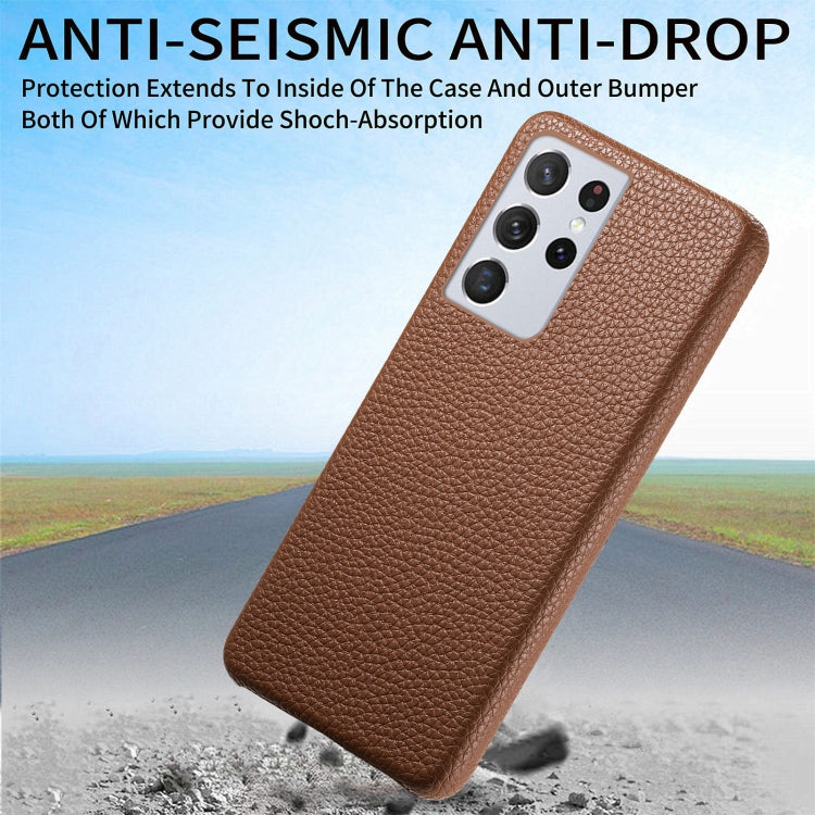 Étui de téléphone arrière en cuir Litchi Oil Edge