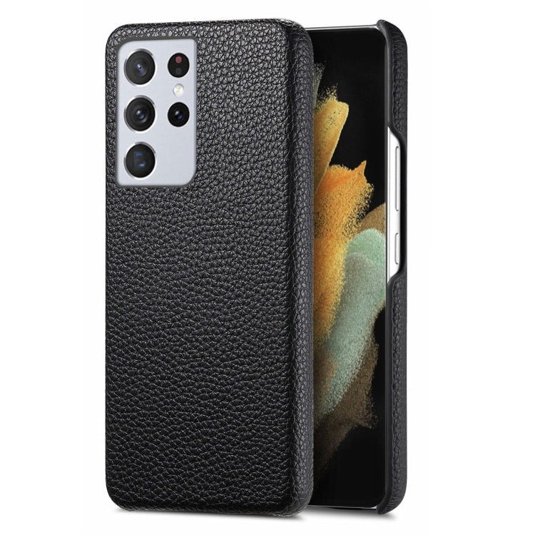 Étui de téléphone arrière en cuir Litchi Oil Edge