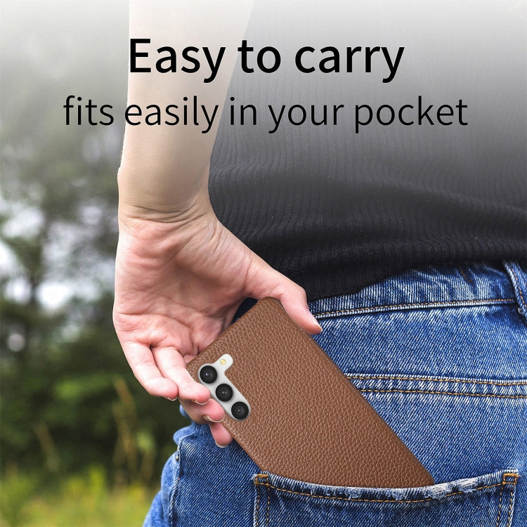 Étui de téléphone arrière en cuir Litchi Oil Edge