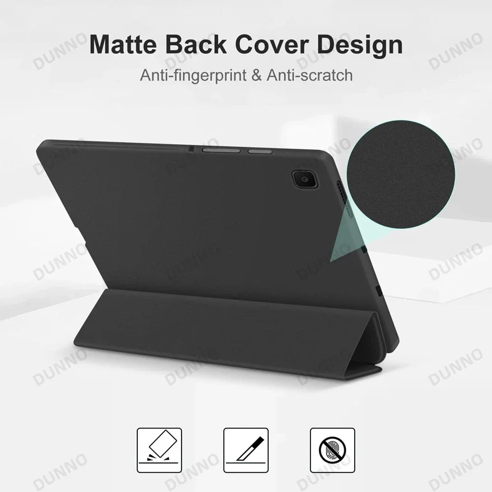 Étui à rabat 3 plis pour tablette Samsung Galaxy S6 lite, Tab A9 A9 Plus A8 A7 S7 S8 S9 S9FE Fonction de mise en veille/réveil automatique
