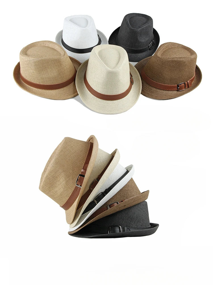 Chapeau d'Été Fedora en Paille pour Homme & Femme – Style Panama Chic avec Ruban Noir – Protection Solaire & Respirant