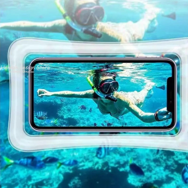 Sac étanche transparent avec airbags pour téléphones jusqu'à 7.2 pouces