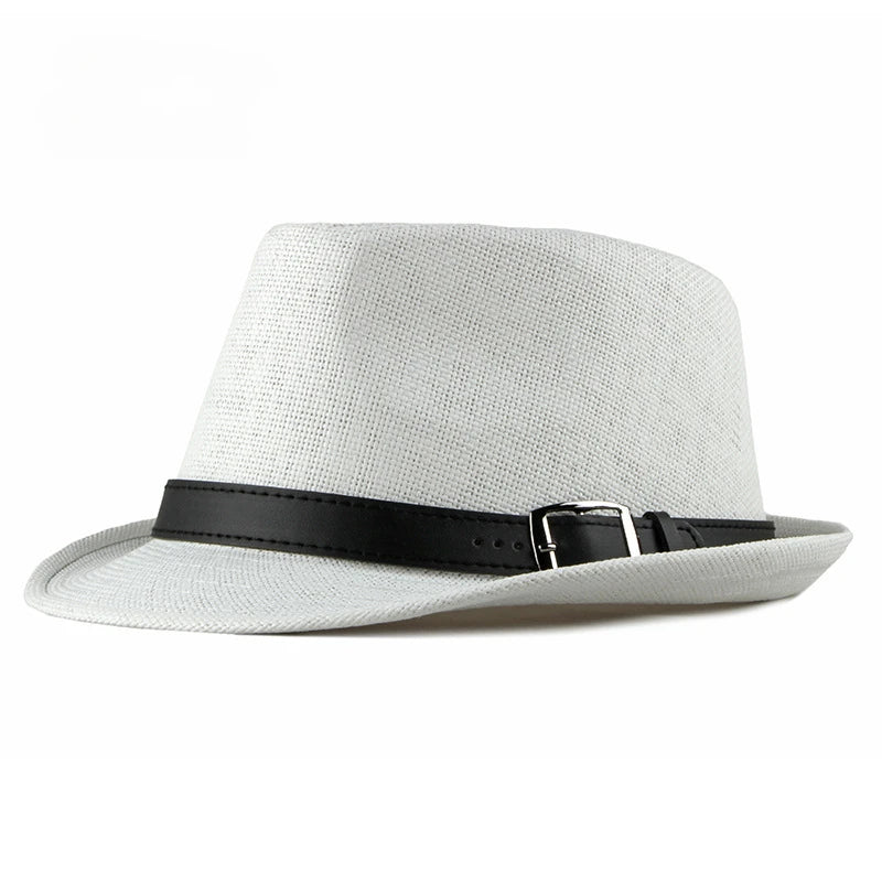 Chapeau d'Été Fedora en Paille pour Homme & Femme – Style Panama Chic avec Ruban Noir – Protection Solaire & Respirant