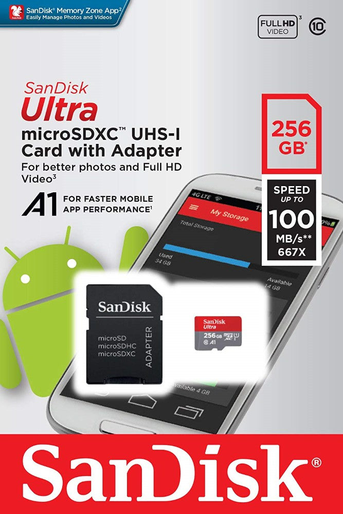 Carte microSDHC / microSDXC SanDisk Ultra Classe 10 UHS-I homologué A1